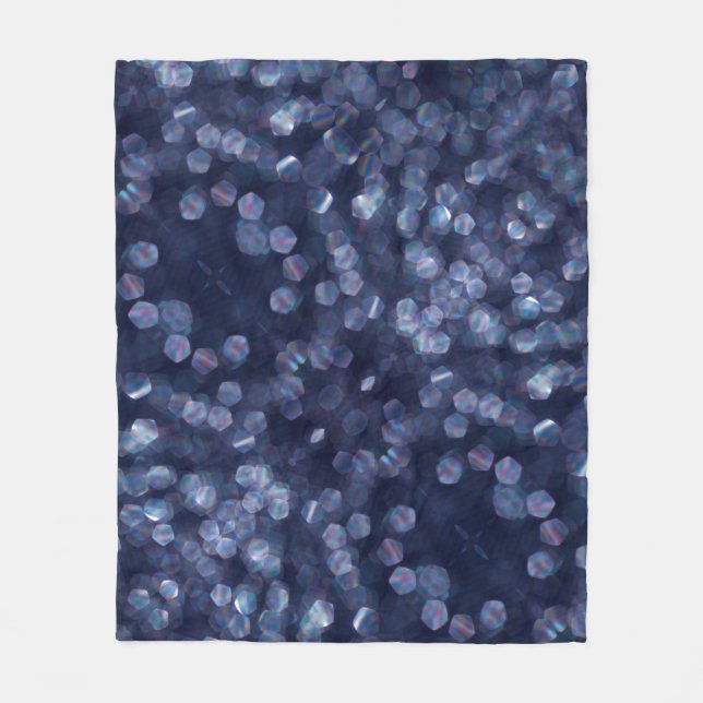 Blaue Funkelnde Bokeh-Lichter Fleecedecke (Vorderseite)