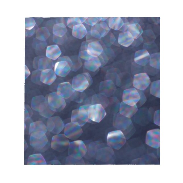 Blaue Funkelnde Bokeh-Lichter Notizblock (Vorderseite)