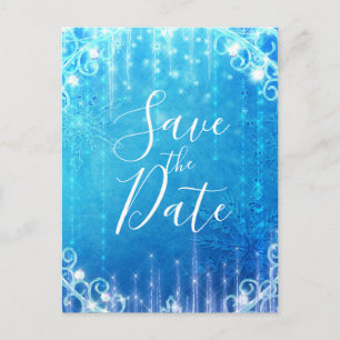Blaue funkelnde gefrorene Eis-Winter-Save-the-Date Ankündigungspostkarte