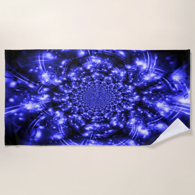 Blaue funkelnde Lichter Strandtuch (Vorderseite)