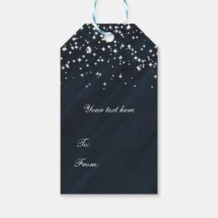 Blaue & Funkelnde Sterne Eleganter Glamour Favor Geschenkanhänger