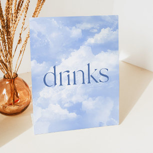 Blaue funkelnde Wolken Getränke Tisch Sockelschild