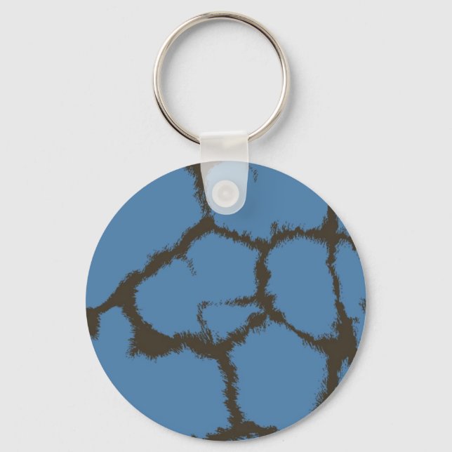Blaue Fur Giraffe Muster Schlüsselanhänger (Vorderseite)