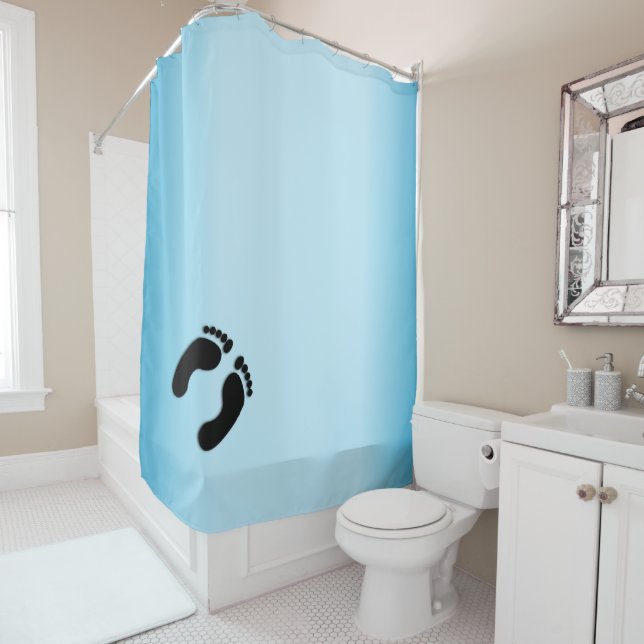 Blaue Fußabdrücke Duschvorhang (Beispiel)