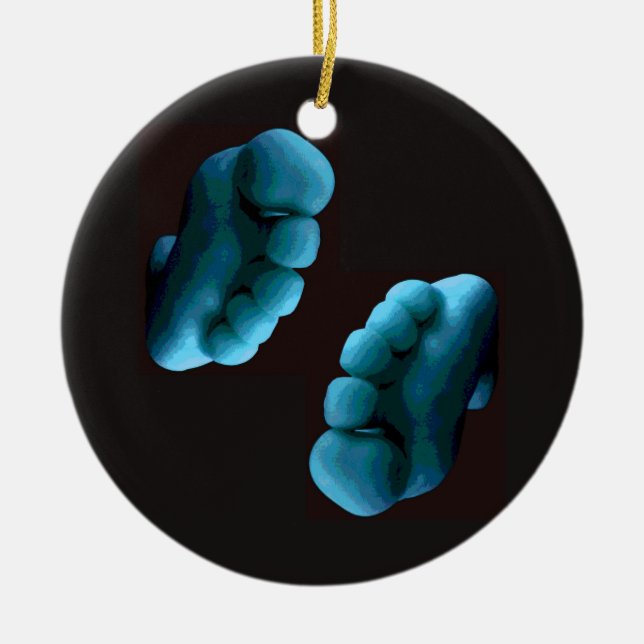 Blaue Füße Keramik Ornament (Vorne)