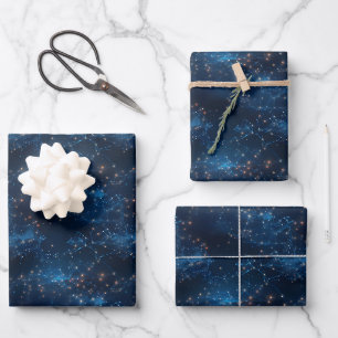 Blaue Galaxie Abstract Geschenkpapier Set
