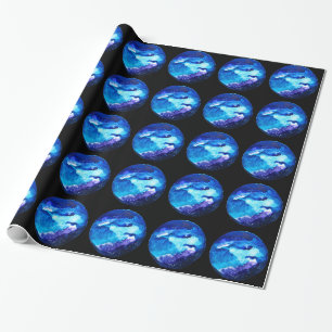 Blaue Galaxie Aquarellkunst Geschenkpapier