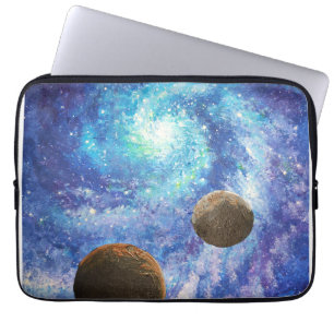 Blaue Galaxie und Planeten Laptopschutzhülle