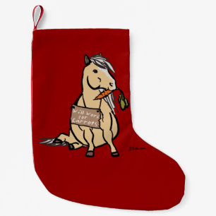 Blaue Galoping-Pferde-Muster Kleiner Weihnachtsstrumpf
