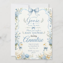 Blaue Gans-Baby-Shower-Einladung