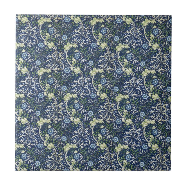 Blaue Gänseblümchen durch William Morris Fliese (Vorderseite)