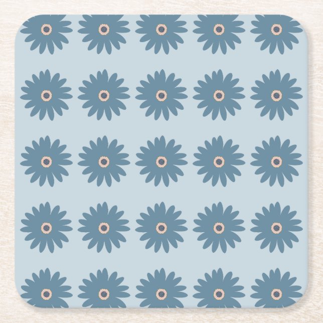 Blaue Gänseblümchen Rechteckiger Pappuntersetzer (Vorderseite)