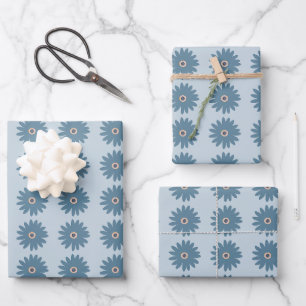 Blaue Gänseblume Geschenkpapier Set
