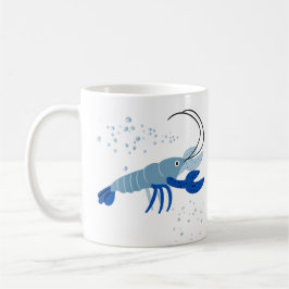 Blaue Garnele mit dunkelblauen Krallen und Blasen Kaffeetasse