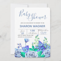 Blaue Garten-Blumen-Einladung