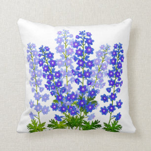 Blaue GartenDelphinium Larkspur Blumen Kissen