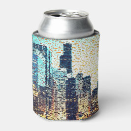 Blaue Gebäude im Mosaikstil mit Relief Dosenkühler