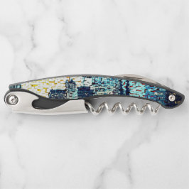 Blaue Gebäude im Mosaikstil mit Relief Kellnermesser