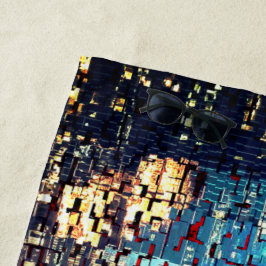 Blaue Gebäude im Mosaikstil mit Relief Strandtuch