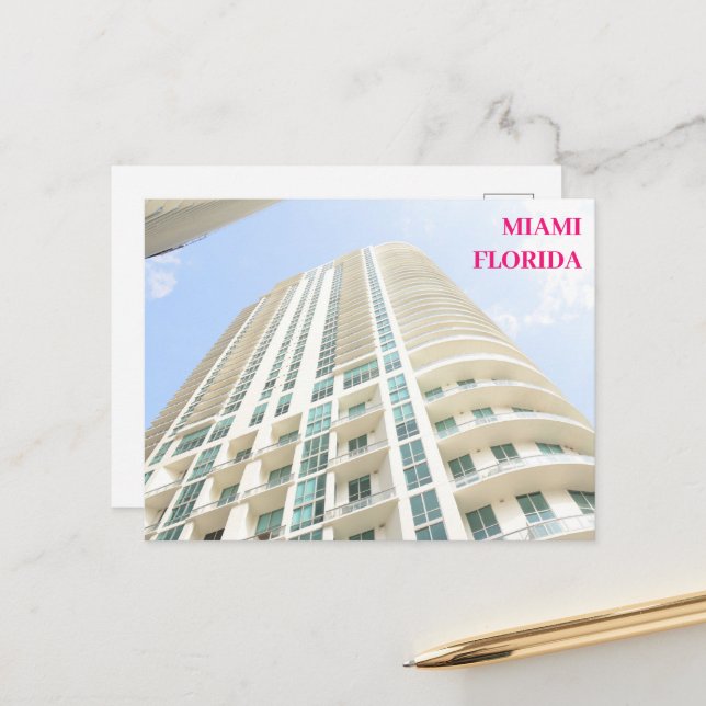 Blaue Gebäude Miami Florida Feiertagspostkarte (Vorderseite/Rückseite Beispiel)