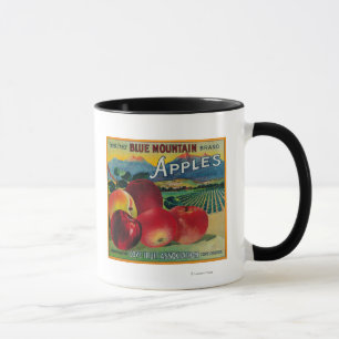 Blaue GebirgsApple-Kiste LabelCove ODER Tasse