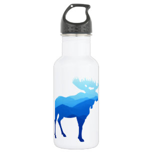 Blaue Gebirgselch-Silhouette Edelstahlflasche