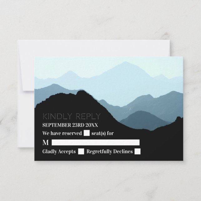 Blaue Gebirgskette, rustikale Hochzeit RSVP Karte (Vorderseite)