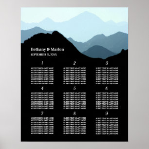 Blaue Gebirgskette, rustikale Hochzeitssattelkarte Poster