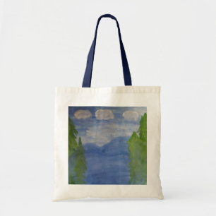 Blaue Gebirgslandschaft Tragetasche