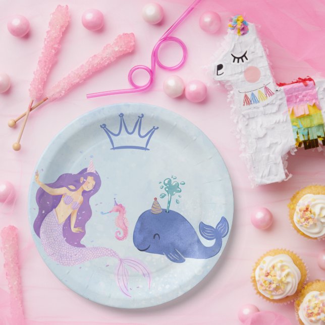 Blaue Geburtstagseinladung Pappteller (Party)