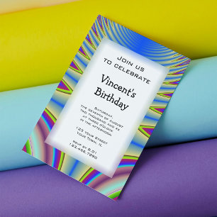 Blaue Gefärbte Krawatte Geburtstagsparty Einladung