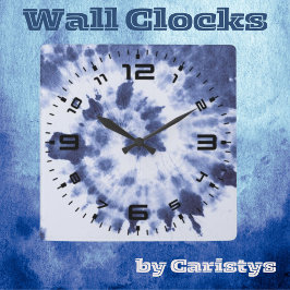 Blaue Gefärbte Krawatte Quadratische Wanduhr