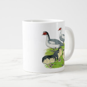 Blaue gefleckte Moschusenten-Familie Jumbo-Tasse