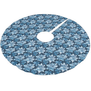 Blaue geflieste Winterblumen Gebürstet Polyester Weihnachtsbaumdecke