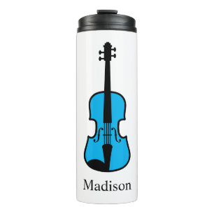 Blaue Geige personalisierter Reise-Wärme-Tumbler Thermosbecher