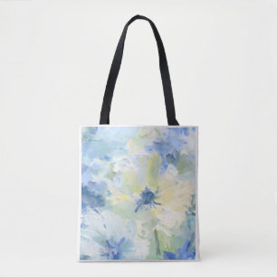 Blaue Gelbe Abstrakte Aquarell-Blumen-Schultertasc Tasche