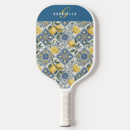 Blaue Gelbe Aquarell-Limette Benutzername Pickleball Schläger