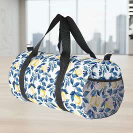 Blaue Gelbe Aquarell-Limette Duffle Bag