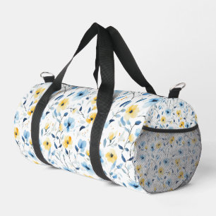 Blaue Gelbe Aquarell-Wildblume Duffle Bag