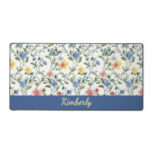 Blaue Gelbe Aquarell-Wildblumen-Monogramm-Name