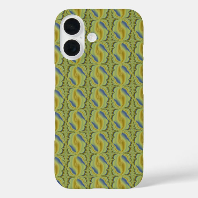 Blaue gelbe Artdeco im Retro-Stil iPhone 16 Hülle (Rückseite)