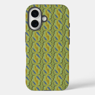 Blaue gelbe Artdeco im Retro-Stil iPhone 16 Hülle