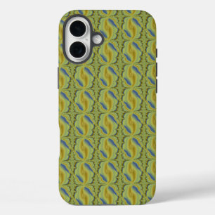 Blaue gelbe Artdeco im Retro-Stil iPhone 16 Plus Hülle