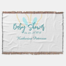 Blaue gelbe Babyparty Name Datum Tier Ohr süß
