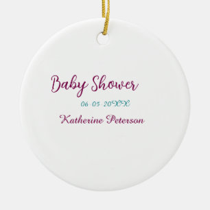 Blaue gelbe Babyparty Name Datum Tier Ohr süß Keramik Ornament