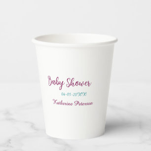 Blaue gelbe Babyparty Name Datum Tier Ohr süß Pappbecher
