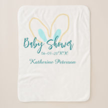 Blaue gelbe Babyparty Name Datum Tier Ohr süß