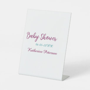 Blaue gelbe Babyparty Name Datum Tier Ohr süß Sockelschild