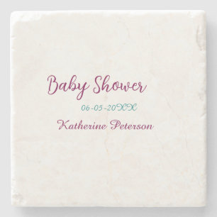 Blaue gelbe Babyparty Name Datum Tier Ohr süß Steinuntersetzer