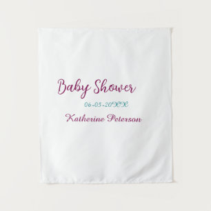 Blaue gelbe Babyparty Name Datum Tier Ohr süß Wandteppich